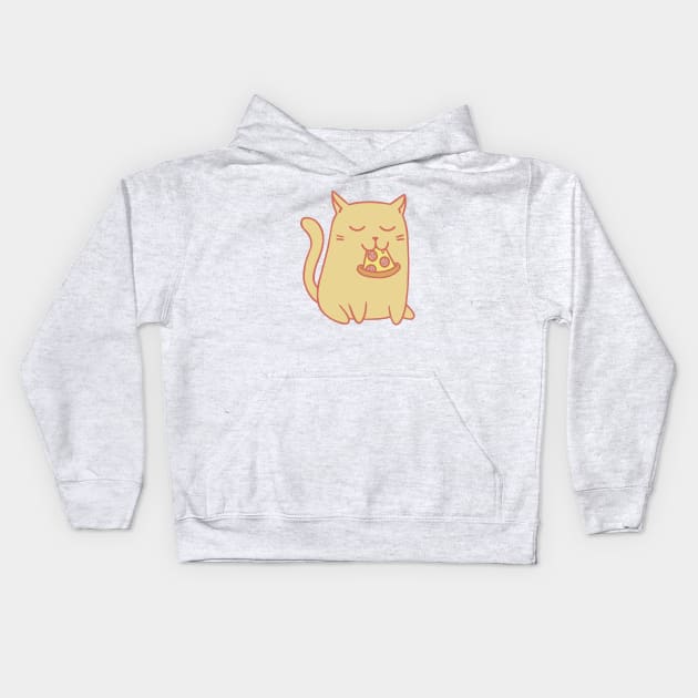 Cat Eating Pizza Kids Hoodie by Bruno Pires